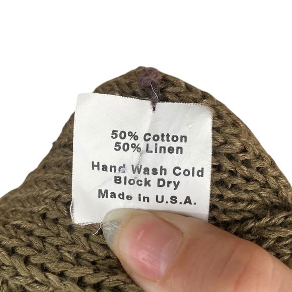 Skifo Olive Green Cotton Linen Collared Cottage Fairy Artsy Lagenlook Cardigan - Picture 9 of 9